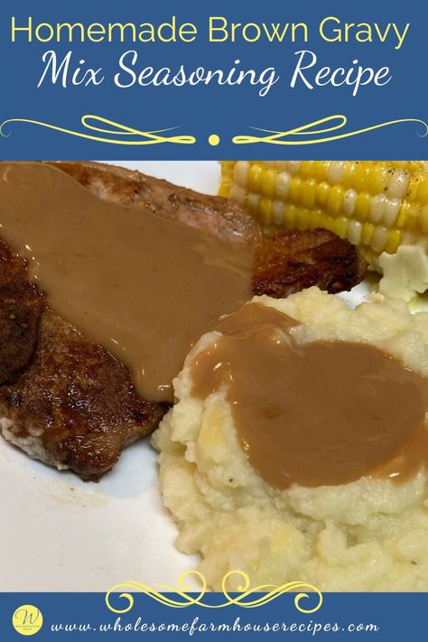 Homemade Brown Gravy Mix Seasoning Recipe Homemade Brown Gravy Mix Recipe, Country Gravy Mix Recipe, Brown Gravy Mix Recipe, Homemade Beef Gravy, Brown Gravy Packet, Homemade Brown Gravy, Brown Gravy Recipe, Homemade Dry Mixes, Brown Gravy Mix