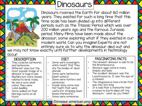 https://www.teacherspayteachers.com/Product/Dinosaurs-Information-text-2999384 Dinosaur Research Project, Non Chronological Reports, Dinosaur Information, Dinosaur Worksheets, Dinosaur Lesson, Dinosaur Classroom, Articles For Kids, Diwali Activities, School Study Ideas