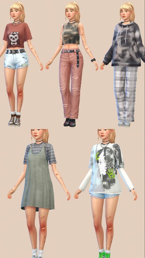 Sims Outfit Ideas, Sims 4 Outfits No Cc, Sims 4 Character Ideas, Sims 4 Base Game Outfits Ideas, Sims Outfits, Sims Challenge, Sims Characters, Sims Clothes, Play Sims 4