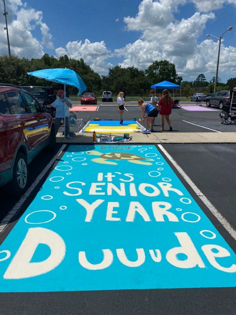 Finding Nemo Parking Spot, Parking Spit Ideas, Finding Nemo Senior Parking Spot, Graduation Parking Space, Painting Your Parking Spot, Cute Parking Spot Paintings Senior, Senior Wall Painting Ideas, 2024 Senior Parking Spot, Easy Painted Parking Spots