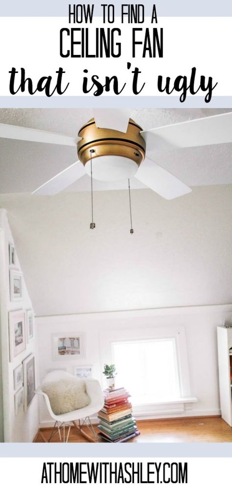 Ceiling Fans that aren't Boring - at home with Ashley Diy Ceilings, Coastal Ceiling Fan, Thrifting Tips, Ceiling Fan Makeover, Living Room Ceiling Fan, Ceiling Fan Bedroom, Farmhouse Coastal, Best Ceiling Fans, White Ceiling Fan