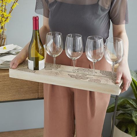 5th Anniversary Gift Ideas, Wine Serving Trays, Trofast Ikea, Wine Tray, Anniversary Gift Ideas, Wine Craft, Serving Wine, Uncommon Goods, Realtor Closing Gifts