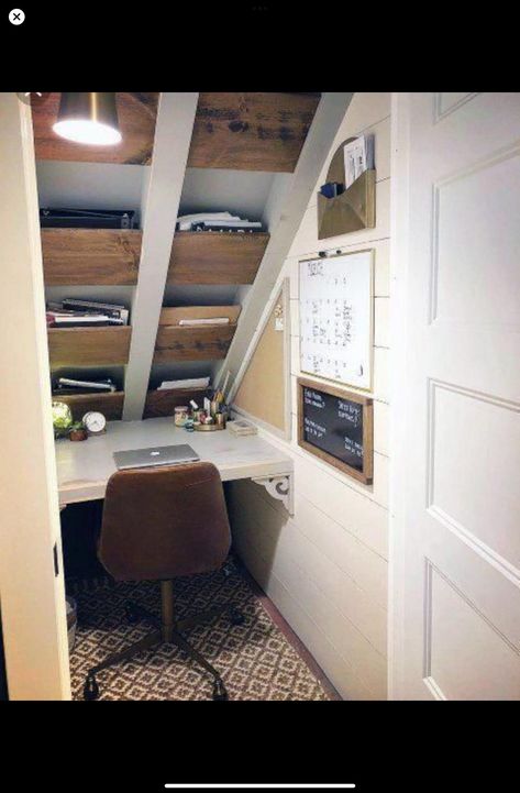 Closet Office Ideas, Small Work Space, Office Under Stairs, Closet Under Stairs, Tiny Home Office, Cheetah Spots, Home Office For Man, Small Workspace, Home Office Layout