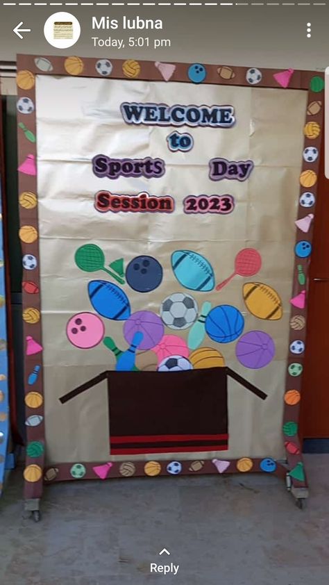 Sports Day Decoration Ideas School, Sports Day Board Decoration, Sport Day Poster, Sports Day Decoration, Sports Day Poster, Soft Board Decoration, School Sports Day, School Board Decoration, Frog Crafts