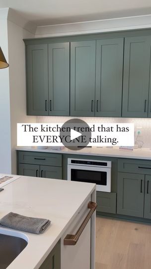 27K views · 382 reactions | Green kitchen cabinets are here to stay! 🗣️ 

Here’s 10 reasons why you should consider green as your next choice of kitchen cabinet color! 🍃👇

⏳ Timeless Elegance: Green (specifically @sherwinwilliams Dried Thyme) is a classic and versatile color that can bring a sense of elegance to your kitchen. For instance, this kitchen would not look as elegant if the cabinets were white. 

🧩 Versatile Complement: Green cabinets can be paired with a wide range of colors. From neutral tones to bold contrasts, green allows for versatile and personalized design options! 

🌿 Natural Connection: The color green is often associated with nature, and can create a sense of tranquility and connection to the outdoors in your kitchen space. 

😌 Calming Atmosphere: Different shad Light Green Cabinets, Kitchen Cabinet Color, The Color Green, Green Kitchen Cabinets, Dried Thyme, Cabinet Color, Green Cabinets, Calming Atmosphere, Kitchen Cabinet Colors