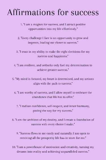 10 Affirmations for success 10 Affirmations, Affirmations For Success, In A Rut, Stuck In A Rut, No Way Out, Manifest Your Dreams, I Am Worthy, Success Affirmations, Spiritual Health