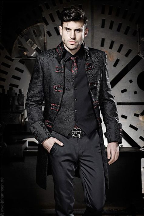 Outfit Mann, Gothic Suit, Moda Steampunk, Steampunk Man, Mode Steampunk, Steampunk Men, Fantasy Clothes, Gothic Men, Character Clothing