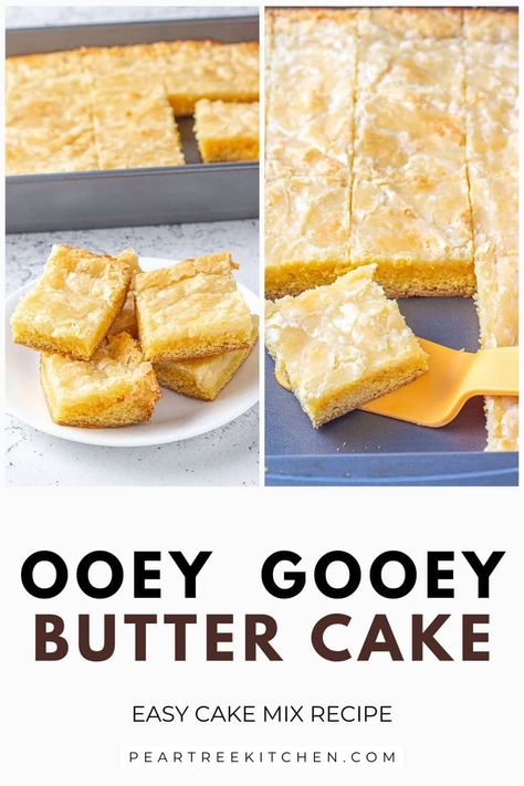 Outback Butter Cake Recipe, Butter Yellow Cake Mix Recipes, Paula Deen Gooey Butter Cake, Paula Deens Ooey Gooey Butter Cake, Yellow Cake Mix Desserts, Eggs And Cream Cheese, Simple Yellow Cake, Paula Deen Butter Cake, Ooey Gooey Cake