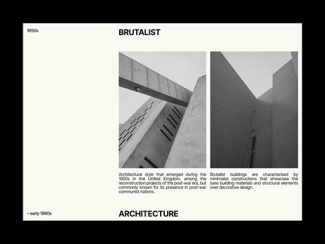 Brutalist architecture / Editorial layout, pt. 12 by Valeria on Dribbble Brutalist Portfolio, Brutalist Graphic Design Branding, Brutalist Website, Architecture Editorial, Brutalist Portfolio Website, Architecture Website, Brutalist Architecture Illustration, Gothic Brutalist, Editorial Design Magazine