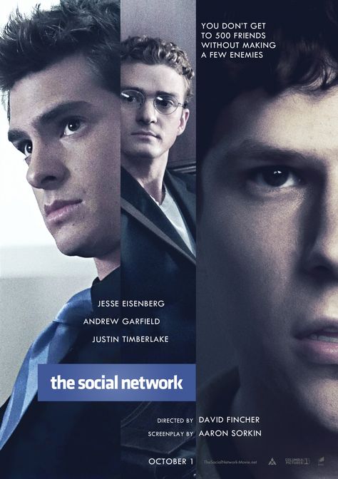 The Social Network (2010) [1500 x 2128] The Social Network Movie, Social Network Movie, Hidden Figures, Film Editing, David Fincher, Alternative Movie Posters, The Social Network, Andrew Garfield, Social Networking Sites