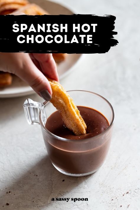 Churros And Hot Chocolate, Spanish Hot Chocolate And Churros, Spanish Churros And Chocolate, Cuban Hot Chocolate, Chocolate For Churros, Spaniard Food, Spanish Hot Chocolate Recipe, Thick Hot Chocolate Recipe, Spanish Hot Chocolate