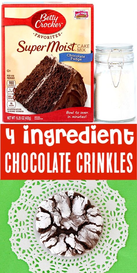 Crinkle Cookies Cake Mix, Chocolate Crackle Cookies, Chocolate Crinkle Cookies Recipe, Crackle Cookies, Easy Holiday Treats, Crinkle Cookies Recipe, Chocolate Crinkle, Frugal Girls, Cake Mix Cookie Recipes