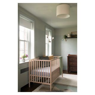 Serene Nursery - Scandinavian - Nursery - Philadelphia - by vestige HOME | Houzz Serene Nursery, Nursery Scandinavian, Scandinavian Nursery, Wall Color, Baby Room, Cribs, Philadelphia, Nursery, Bed