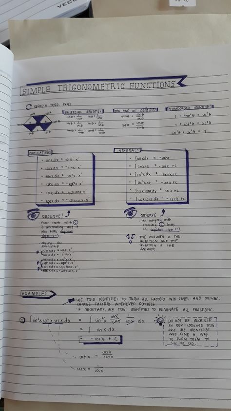 Simple Trig. Function Derivatives Notes, Halogen Derivatives Notes, Limits Calculus Notes, Discrete Mathematics Notes, Limits And Derivatives Formulas, Calculus, Sheet Music, Bullet Journal