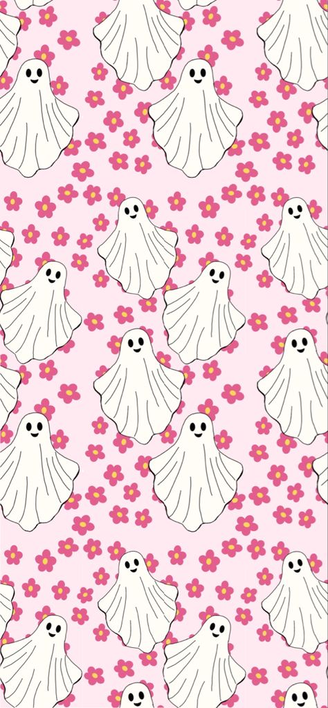 #halloween #pink #floral #ghost #ghosties #fall #autumn Pink Ghosts Wallpaper, Floral Halloween Wallpaper, Pink Ghost Wallpaper Iphone, Flower Ghost Wallpaper, Floral Ghost Wallpaper, Pink Fall Aesthetic Wallpaper Iphone, Pink Halloween Lockscreen, Pink Halloween Astethic, Pink And Orange Halloween Wallpaper