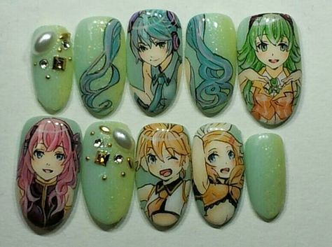 Anime Nail Art, Character Nail Art, Anime Nail, Camo Nails, Asian Nails, Anime Nails, Really Cute Nails, Kawaii Nails, Gel Nail Designs