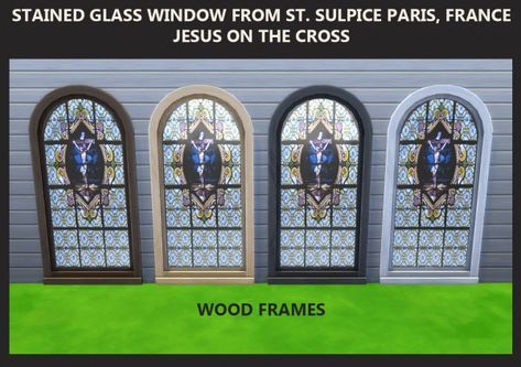 Mod The Sims: Stained Glass Windows Religious Theme by Simmiller Stained Glass Angel, Church Windows, Sims 4 Downloads, Sims 4 Cc Finds, Cc Finds, Sims 4 Cc, Jesus On The Cross, The Sims 4, Stained Glass Windows