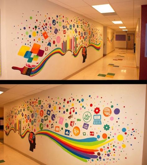 School Wall Decoration, Seni Mural, Daycare Design, Art Classroom Decor, Pelan Rumah, Kindergarten Design, Room Design Modern, School Wall Art, Dressing Room Design Small