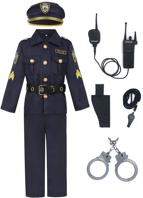 Cop Costume For Kids, Cop Halloween Costume, Police Halloween Costumes, Kids Uniform, Police Officer Costume, Police Outfit, Kids Police, Police Costume, Police Uniform