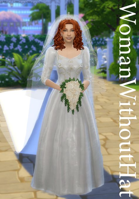 Cottagecore Wedding Dress, 40s Wedding Dresses, Historical Wedding Dresses, Wedding Dresses 70s, Sims 4 Wedding Dress, Retro Wedding Dresses, Sims 4 Decades Challenge, Royalty Dress, Edwardian Wedding