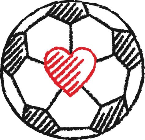 Soccer Ball Crafts, Soccer Drawing, Heart Vinyl, Drawings For Boyfriend, Soccer Theme, Letters To Boyfriend, Love Articles, Ball Drawing, Aesthetic Letters