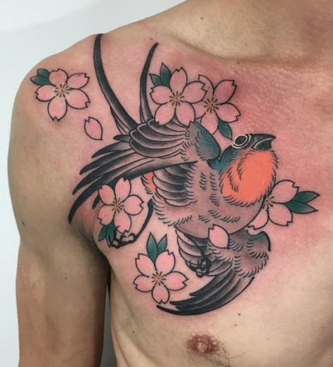 Swallow Japanese Tattoo, Japanese Sparrow Tattoo, Bird Japanese Tattoo, Japanese Bird Tattoo, Japanese Swallow, Tattoo Birds, Bird Tattoo Sleeves, Sparrow Tattoo, Japanese Bird