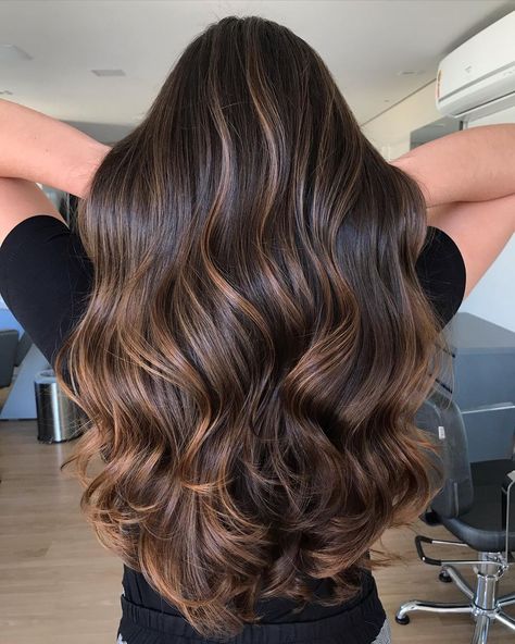 Balyage Long Hair, Partial Balayage, Balayage Long Hair, Black Hair Balayage, Brown Hair Inspo, Brunette Hair With Highlights, Balayage Hair Dark, Dark Hair With Highlights, Brown Hair Balayage