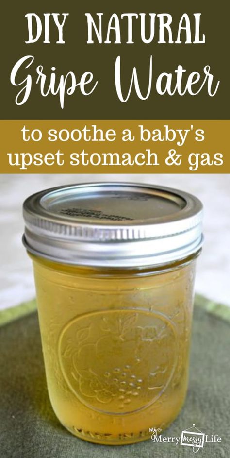 DIY Natural Gripe Water Recipe to soothe Upset Stomach, Gas and Colic in Babies via @MerryMessyLife Gripe Water Recipe, Homemade Gripe Water, Homemade Tylenol, Gassy Baby Remedies Gas Relief, Starting Homestead, Upset Stomach Remedy For Kids, Stomach Bug Remedy For Kids, Gripe Water For Babies, Healthy Syrup