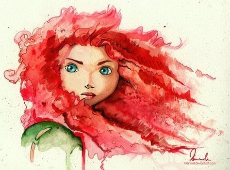 Merida?paint Merida Watercolor, Watercolor References, Brave Merida, Brave Princess, Disney Princess Makeover, Disney Brave, Merida Brave, Images Disney, Art Disney