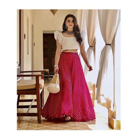 Indian Skirt And Top, Skirt And Top Indian, Organza Ruffle Top, Onam Outfits, Long Skirt And Top, Skirt And Crop Top, Simple Lehenga, Indian Skirt, Long Skirt Outfits