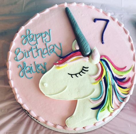 Cake Handwriting, Round Chocolate Cake, Pink Buttercream Frosting, Cakes Unique, Unicorn With Rainbow, Kids Healthy Lunch Recipes, Pink Buttercream, Blue Frosting, Cake Kids