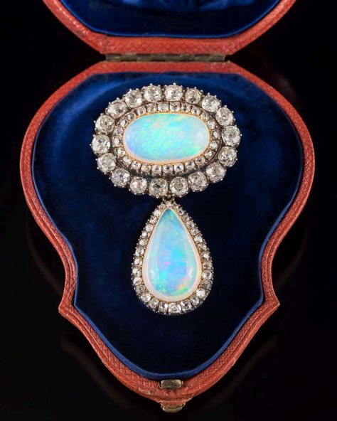 Lot 243 - A mid 19th century opal and diamond cluster brooch: the oval opal approximately 19.3mm x 11. Opal Jewellery, Vintage Jewelry Ideas, Tiaras Jewellery, Mommy Jewelry, Georgian Jewelry, Bling Necklace, Jewelry Appraisal, Baby Jewelry, Gems Jewelry