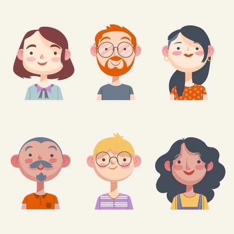 Illustration pack of people avatars Free... | Free Vector #Freepik #freevector #people Freepik Illustration, Illustration Mignonne, Cartoon Mascot, Vector Character Design, Simple Character, Illustration Art Design, Flat Design Illustration, Free Vector Illustration, Illustration Art Girl