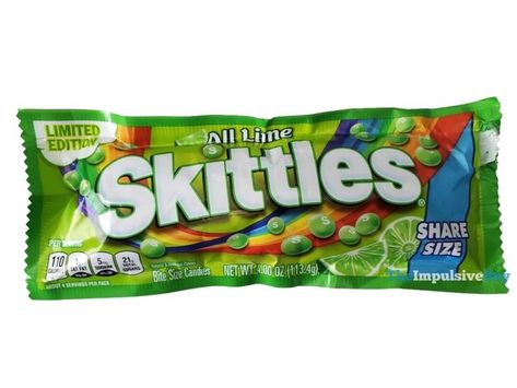 What are Limited Edition All Lime Skittles? It’s all lime all the time in this Lim(e)ited Edition Skittles release. How are they? I was never a big fan of the great Skittle switch of 2013. That’s when lime was unceremoniously replaced by apple. They just kept green, swapped the flavors, and acted like it was […] The post REVIEW: All Lime Skittles appeared first on The Impulsive Buy. Skittles Bag, Green Skittles, Red Skittles, Sour Skittles, I Tunes, Bite Size, The Good Old Days, Saturated Fat, Getting Old