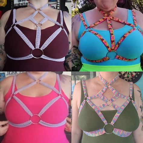 Ravelry: X Y Harness pattern by Danielle Otterbine Ribcage Crochet Pattern, Crochet Harness Pattern, Crochet Harness Top, Crochet Corset Belt, Crochet Harness, Diy Body Harness, Crochet Cosplay, Harness Pattern, Harness Fashion