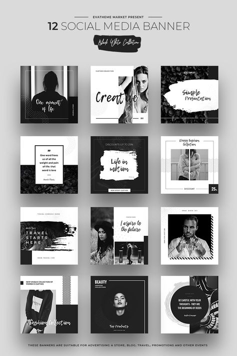 Black & White Social Media Designs Premium Social Media Template Big Screenshot Instagram Design Layout, 브로셔 디자인, Instagram Feed Layout, Desain Editorial, Instagram Template Design, Instagram Grid, Social Media Designs, Plakat Design, Grid Layouts