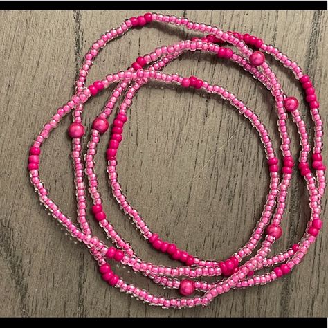 2pcs Barbie Pink Beaded Stretch Ankle Bracelets Diy Choker, Bead Choker, Handmade Jewelry Tutorials, Ankle Bracelet, Pink Beads, Bead Jewelry, Seed Bead Jewelry, Loom Knitting, Beaded Jewelry Diy