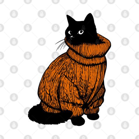 Check out this awesome 'Sweater Weather Meeeow' design on @TeePublic! Cat In Sweater Drawing, Jumper Drawing, Cat In Sweater, Sweater Drawing, Cats Black, Black Cat Art, Cat Merchandise, Free Planner, Planner Printables