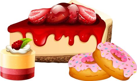 conjunto de dibujos animados deliciosos postres Food Clipart, Dessert Food, Food Illustrations, Summer Desserts, Delicious Desserts, Vector Art, Dessert Recipes, I Hope, Dessert