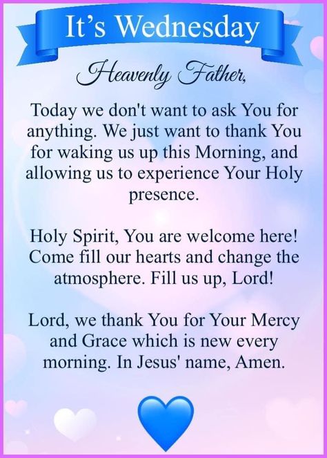 Wednesday Prayers, Monday Morning Prayer, Wednesday Prayer, Weekly Blessings, Wednesday Morning Quotes, Blessed Morning Quotes, Wednesday Blessings, Prays The Lord, Wednesday Quotes