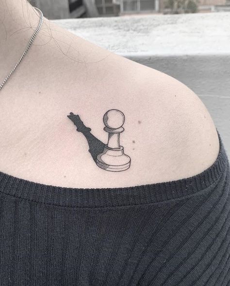 Simple Chess Tattoo, Queen Of Chess Tattoo, Tattoo Chess Piece, Queen Chess Tattoo, Chess Queen Tattoo, Chess Tattoo Ideas, Tattoo Chess, Chess Tattoos, Chess Piece Tattoo