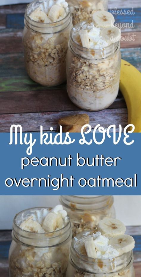 Oatmeal In A Jar, Overnight Oatmeal Recipes, Oat Recipes Healthy, Breakfast Oatmeal, Overnight Oats Recipe Healthy, Breakfast Easy, Overnight Oatmeal, Oatmeal Recipe, Peanut Butter Oatmeal