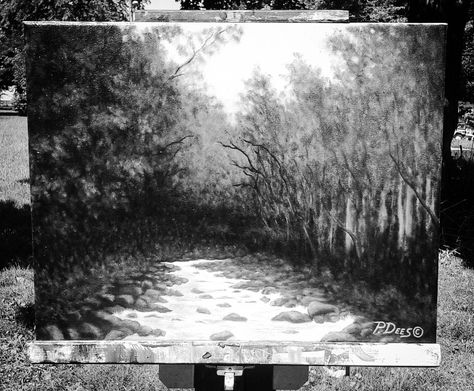 Smoky mountain stream by the artist preston l dees. ..black and white Pencil Sketches Landscape, Charcoal Artwork, Sea Drawing, Art Charcoal, Landscape Sketch, Charcoal Sketch, 흑백 그림, Black And White Landscape, Charcoal Art