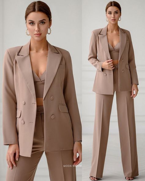 Brown Pantsuits For Women, Female Smart Casual Outfit, Graduation Suits For Women, Convocation Outfit, Womens Pant Suit, Graduation Outfits For Women, Graduation Suit, Smart Casual Women Outfits, Graduation Suits