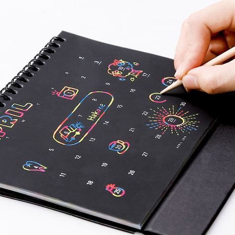 Diary of a Graphic Designer. - nae-design: Scratch to reveal the inner rainbow!... Rainbow Office, Stationary Ideas, Interactive Calendar, Office Calendar, 달력 디자인, Unique Calendar, Pocket Calendar, Fabric Poster, Printable Calendar Template