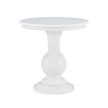 This circular accent table features a stepped base and turned pedestal that comes together to create a timeless and sophisticated piece. It is a bit oversized and ideal for placement next to a couch or set of chairs in your living room, as an extra surface in your bathroom, or as additional table space wherever you like to entertain. The lustrous painted white finish also lends itself to nearly any decor setting and color palate, allowing you to keep your options open once you bring it home. Siz Round Wood Accent Table, White Accent Table, Nantucket Home, Round End Tables, Powell Furniture, Round Accent Table, Wood Accent Table, Accent Side Table, White Side Tables