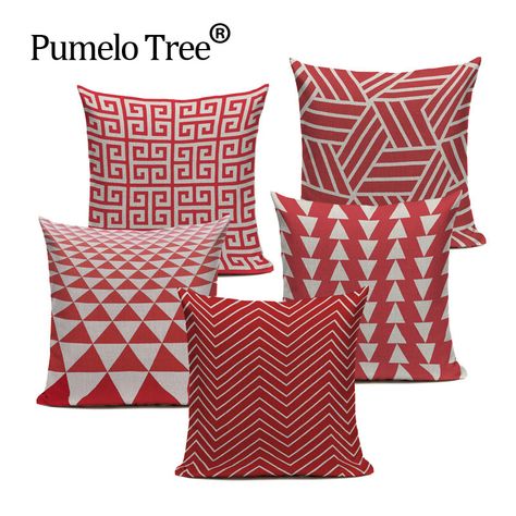 Cheap cushion cover, Buy Quality cover cushion directly from China linen pillow cover Suppliers: Linen Pillow Cover Cushion Cover Coral Red Pink Abstract Geometric Azect Home Decorative Pillow Case 45x45cm Dropshipping Custom Cheap Cushion Covers, Square Sofa, Throw Pillows Living Room, Red Pillow, Cushion Cover Designs, Geometric Throw Pillows, Bed Cushions, Printed Cushion Covers, Red Pillows