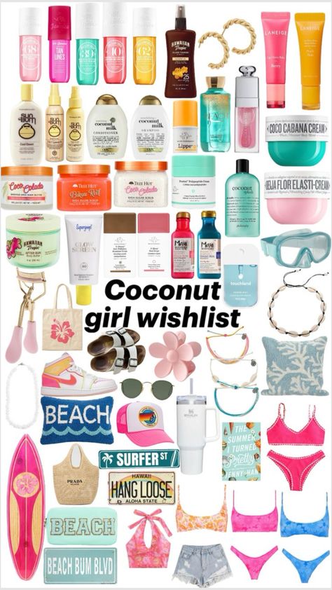 #cocountgirl #wishlist #preppy #cute #skincare Wishlist Preppy, Summer Bag Essentials, Cute Skincare, Girl Wishlist, Coconut Dream, Preppy Gifts, Beachy Outfits, Perfect Skin Care Routine, Pretty Skin Care