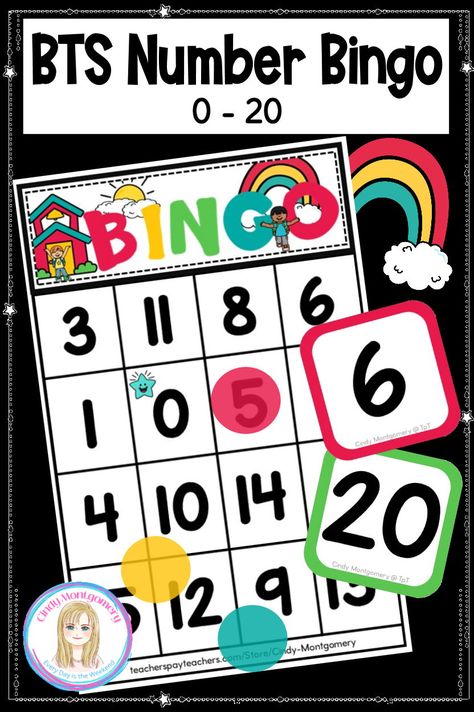 Kindergarten and first grade students will be engaged and have fun playing this Back to School Number Bingo Game while practicing number recognition 0 - 20. Back to School 0 - 20 Bingo will work wonderfully for Math Centers, small groups, whole group, new or struggling learners, or in special education classrooms. Great for Sub Plans and Back to School themes, too! Back To School Themes, Number Bingo, Calendar Skills, Math Bingo, Kindergarten Math Games, Teacher Helper, Kindergarten Games, Math Center Activities, First Grade Resources