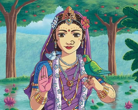 Vrinda Devi, Shrimati Radharani, Radhakrishna Painting, Srimati Radharani, Hare Rama Hare Krishna, Game Website, Tulsi Plant, Spiritual World, Indian Illustration